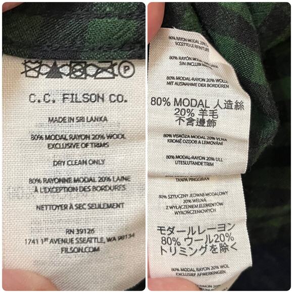 Filson Women’s Flaw Modal Wool Blend Green Black Plaid Button Down Shirt Small - Picture 13 of 14